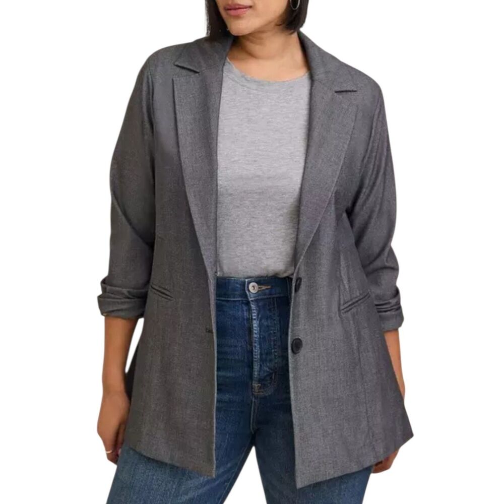 Torrid Women Long Line Blazer Gray Size 0 / L Buttons Long Sleeve